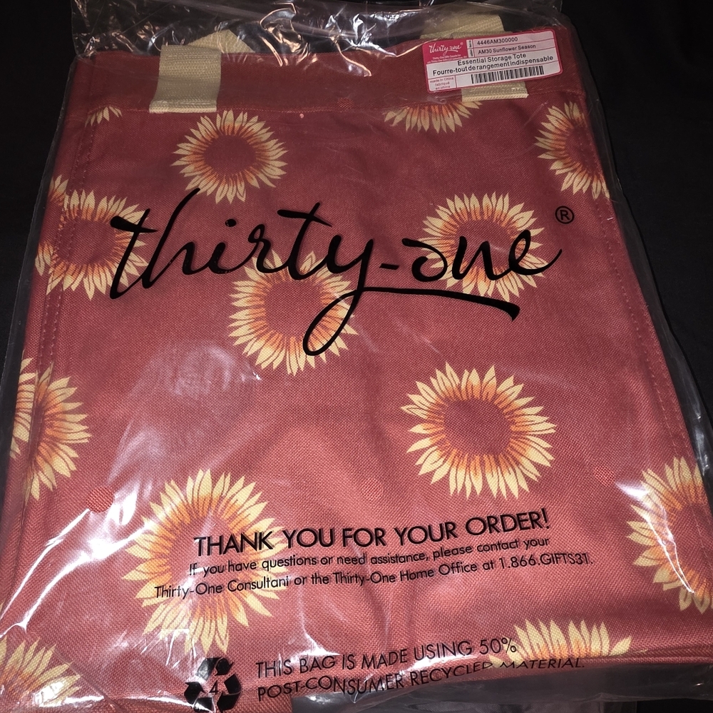 NEW Thirty-one Essential Storage Tote in sunflower season  HARD TO FIND